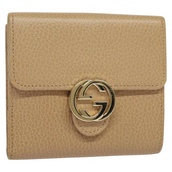 GUCCI Wallet Leather Outlet Beige Gold 615525 Auth MY069V - Picture 1 of 16